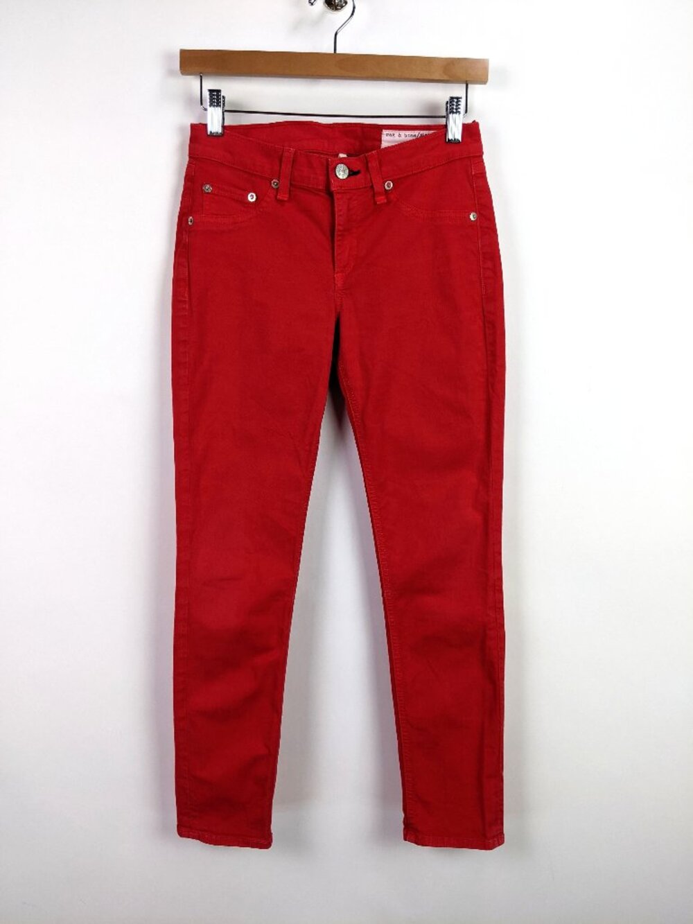Rag & Bone Womens Red Skinny Capri Jeans Cropped Denim Pants Size 26